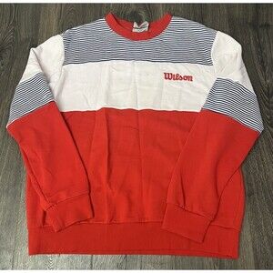 Wilson X Forever 21 Tennis Sweater Men's Size L Retro Style Crewneck White Red